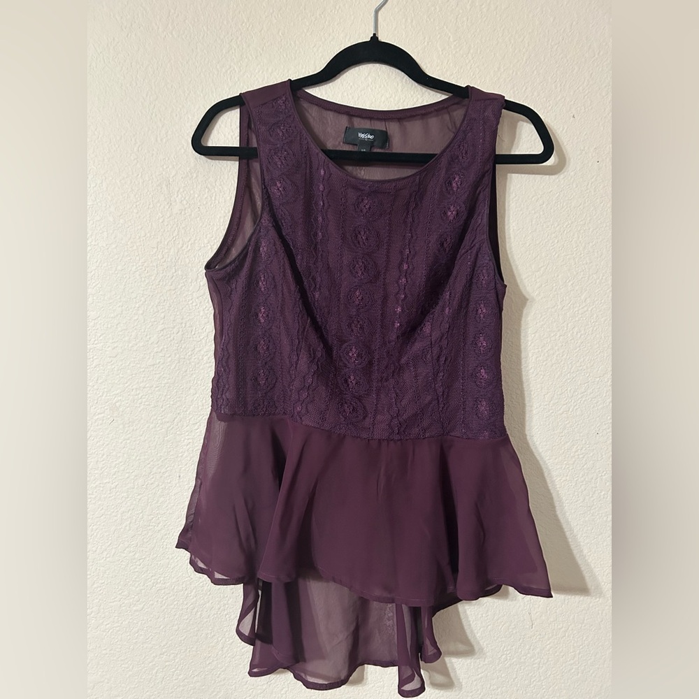 Mossimo Deep Purple Lace Peplum Blouse